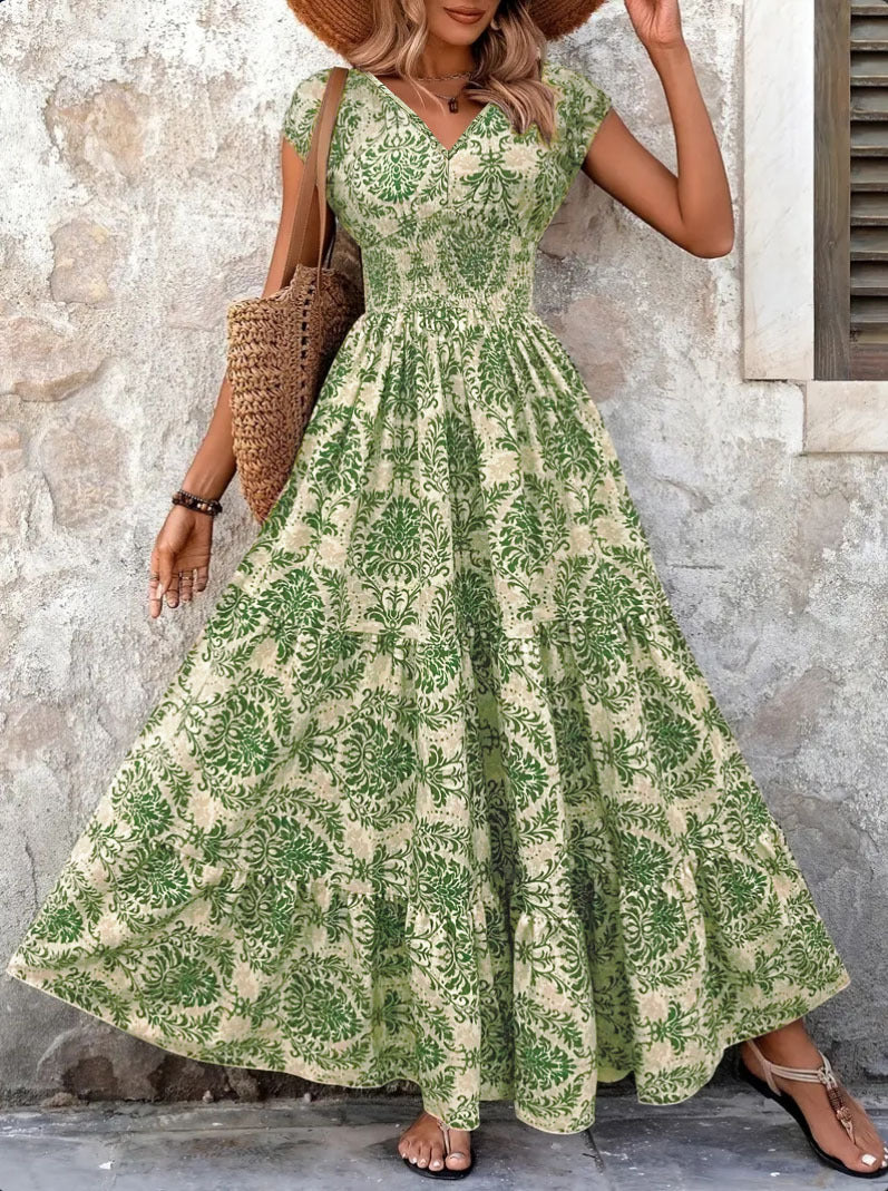 Floral V neck maxi dress