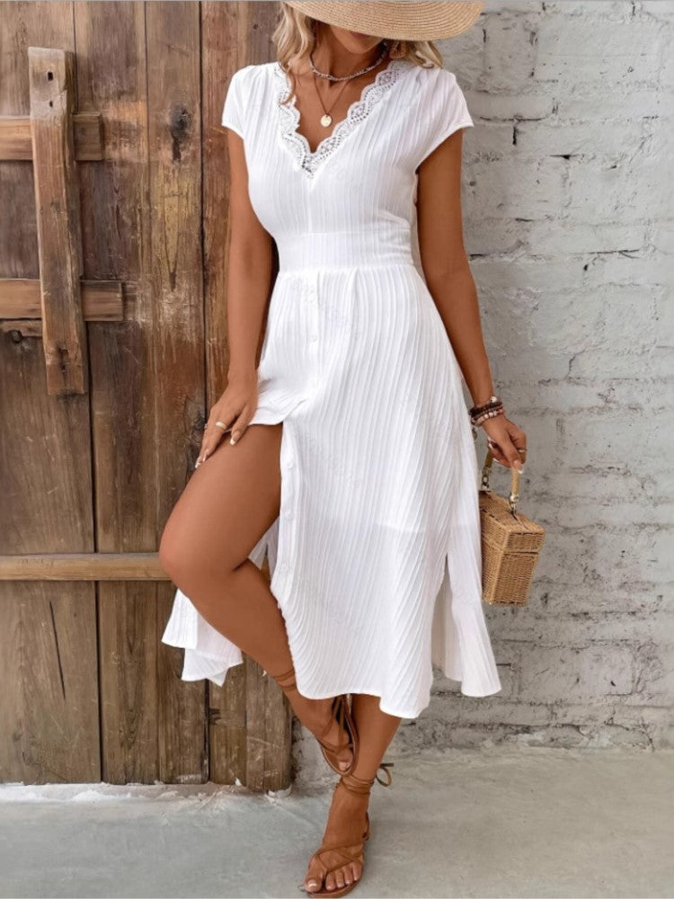 White lace midi dress