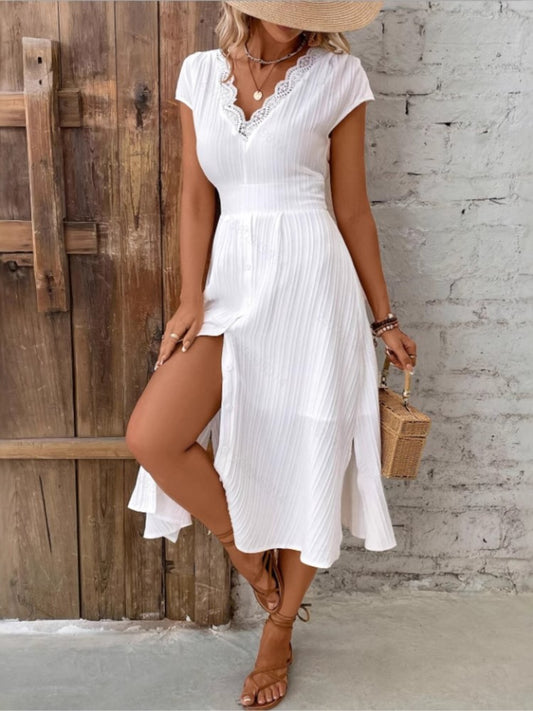 White lace midi dress