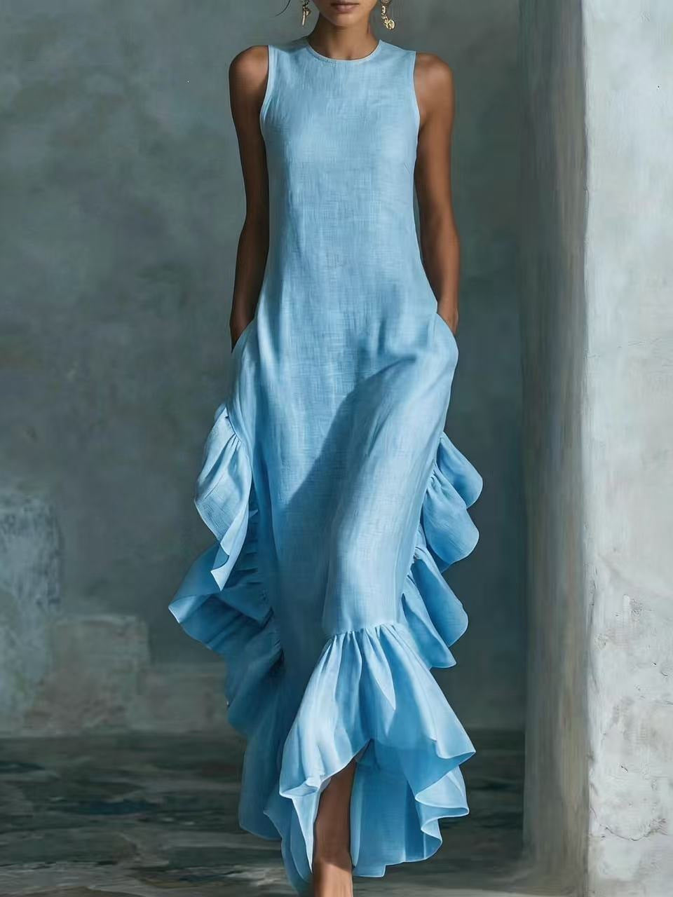 Ruffle dress with pockets