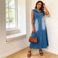 Collared Denim Midi Dress