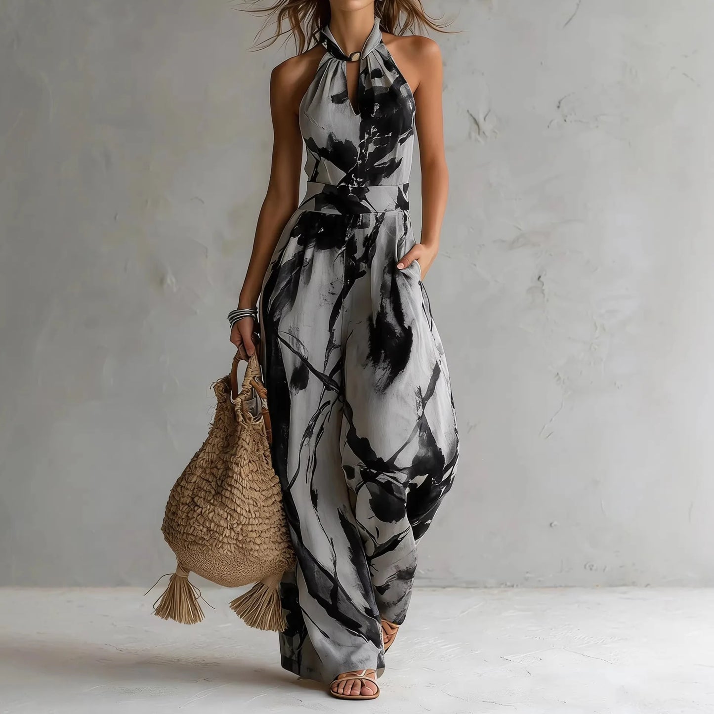 Wide Leg Halter Jumpsuit