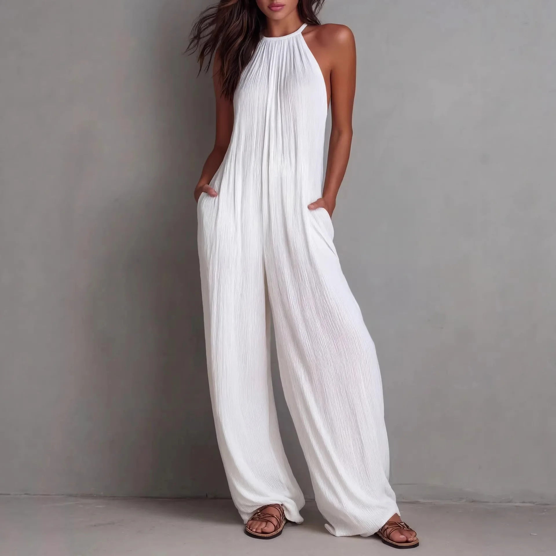 Halter Neck Wide Leg Jumpsuit