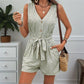 Striped Sleeveless Belted Romper