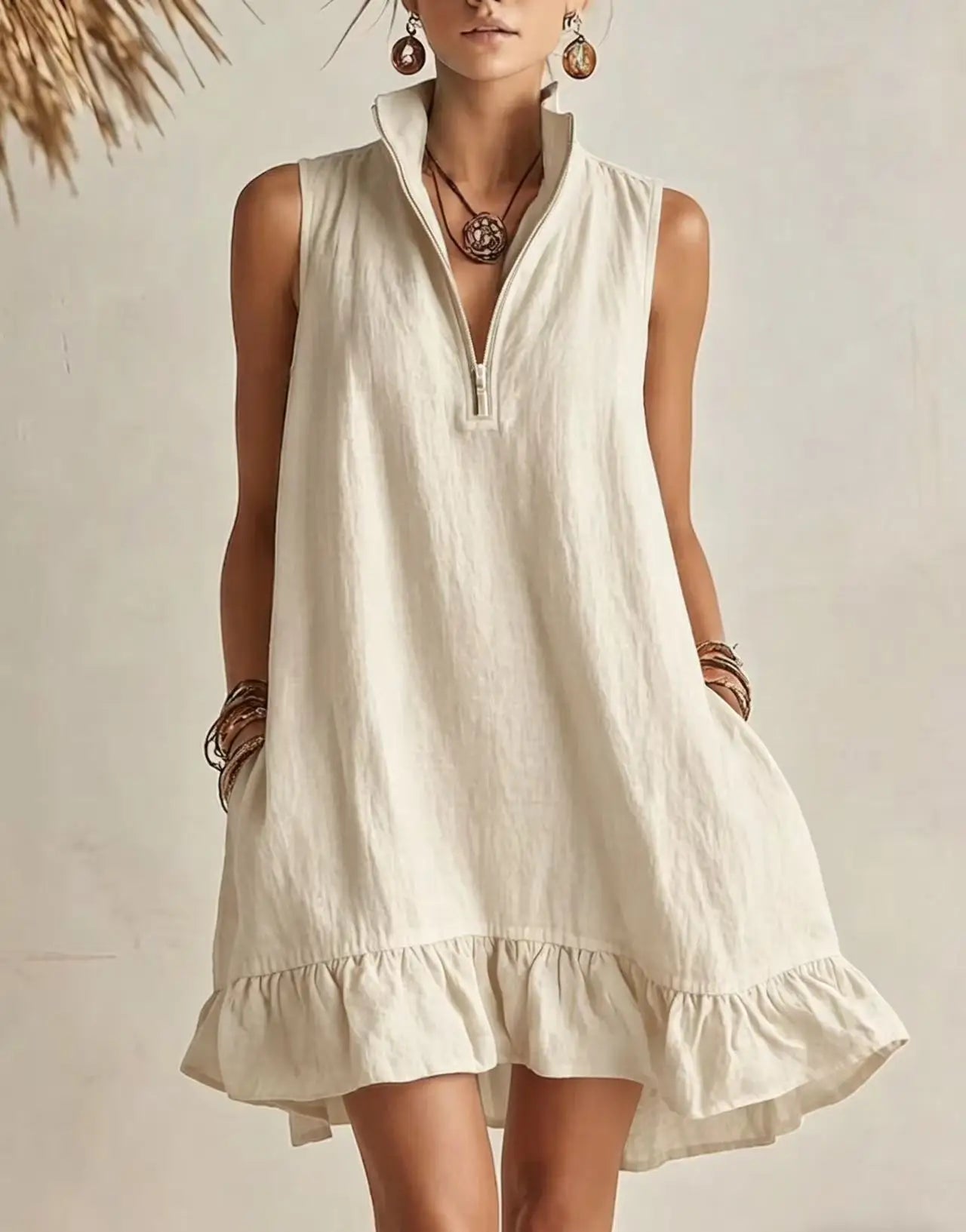 Linen Blend Tunic Dress