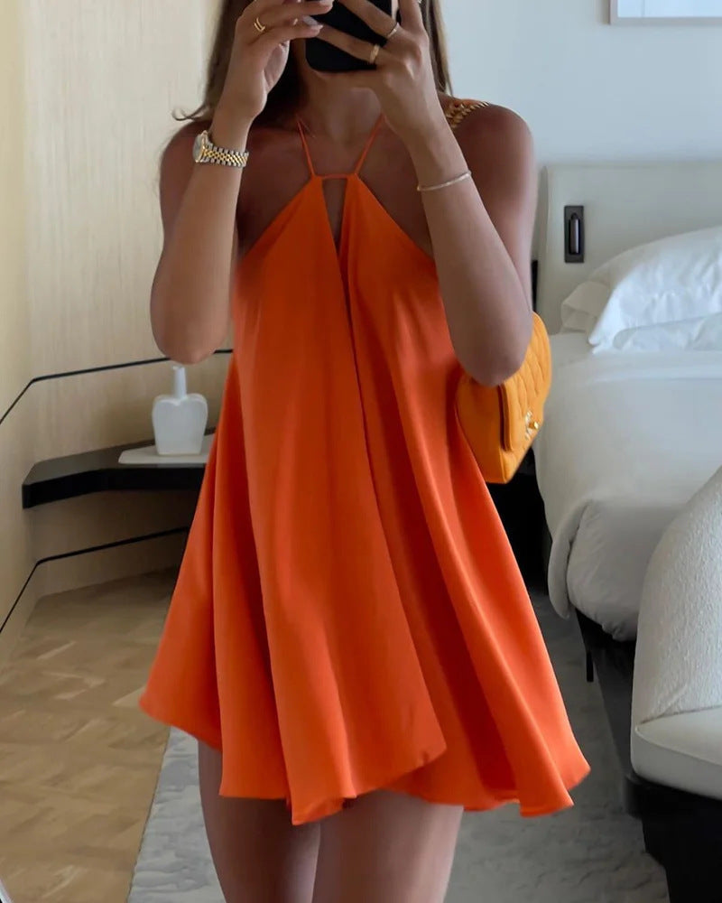 Orange Halter Mini Dress