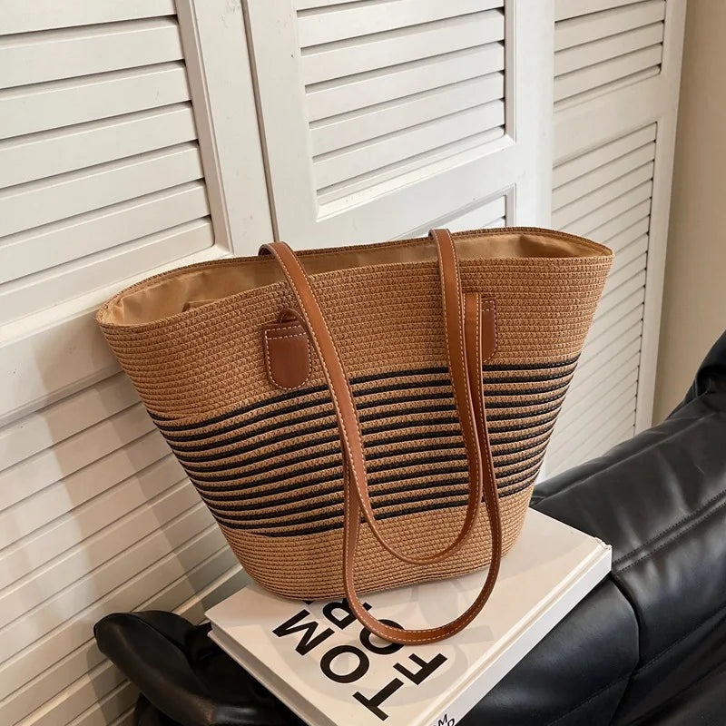 Striped Woven shoulder bag