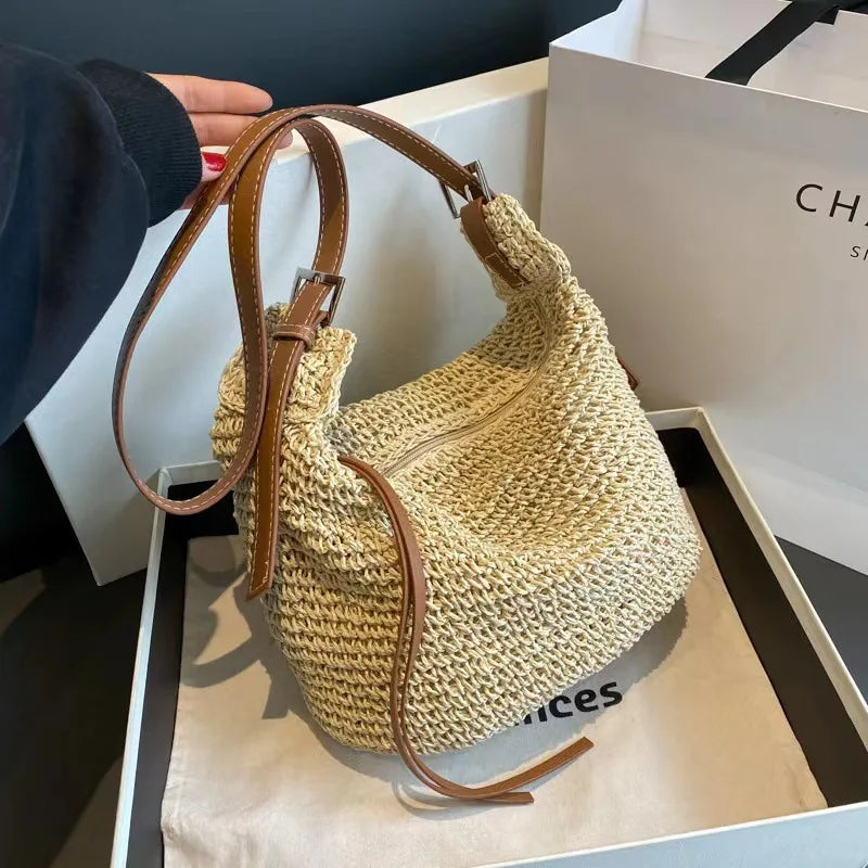 Woven Shoulder Tote Bag
