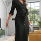 Button front slit midi dress