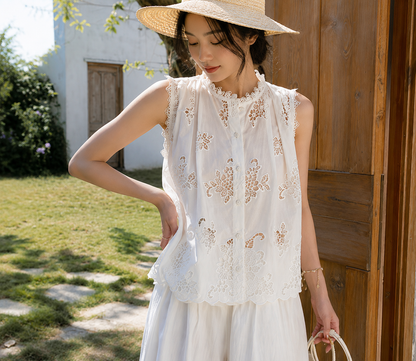 Floral eyelet lace blouse