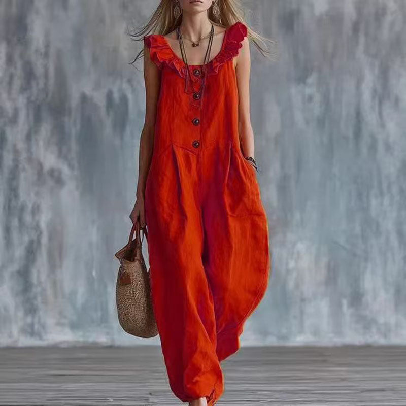 Red red ruffle jumpsuit