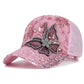 Rhinestone butterfly mesh hat