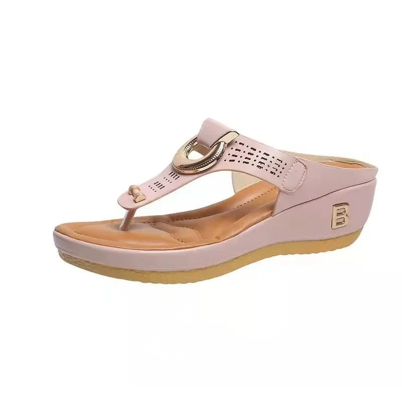 Pink wedge flip flops