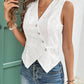 White button front vest top