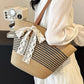 Striped straw tote bag