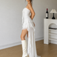 Ruffle High Low Mini Dress: Spaghetti Strap Ruched Bodycon Dress