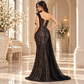 Black Sequin Evening Gown: Off Shoulder Mermaid Maxi Dress