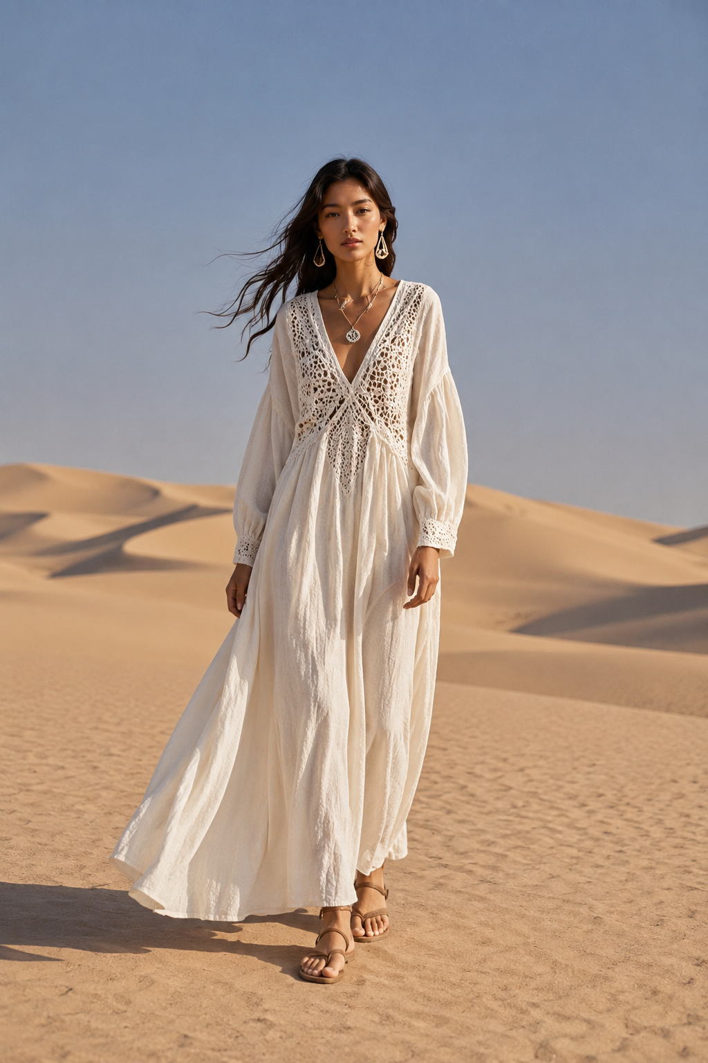 White Flowy Beach Maxi