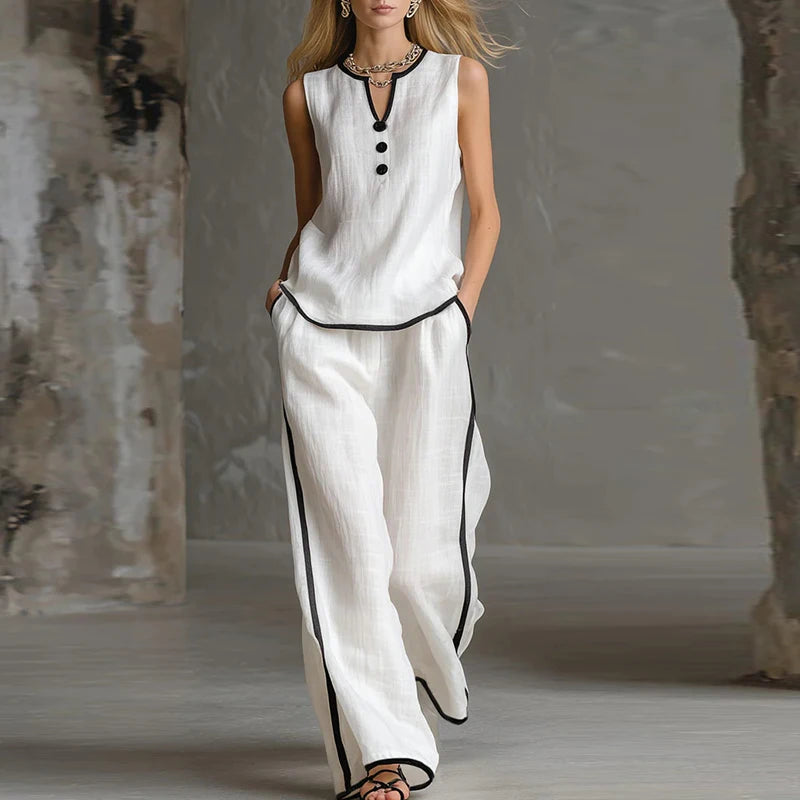 Sleeveless Button Front Set