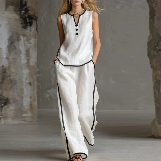 Sleeveless Button Front Set