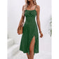 Green Floral Side Slit Dress