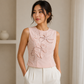 Floral appliqué sleeveless blouse