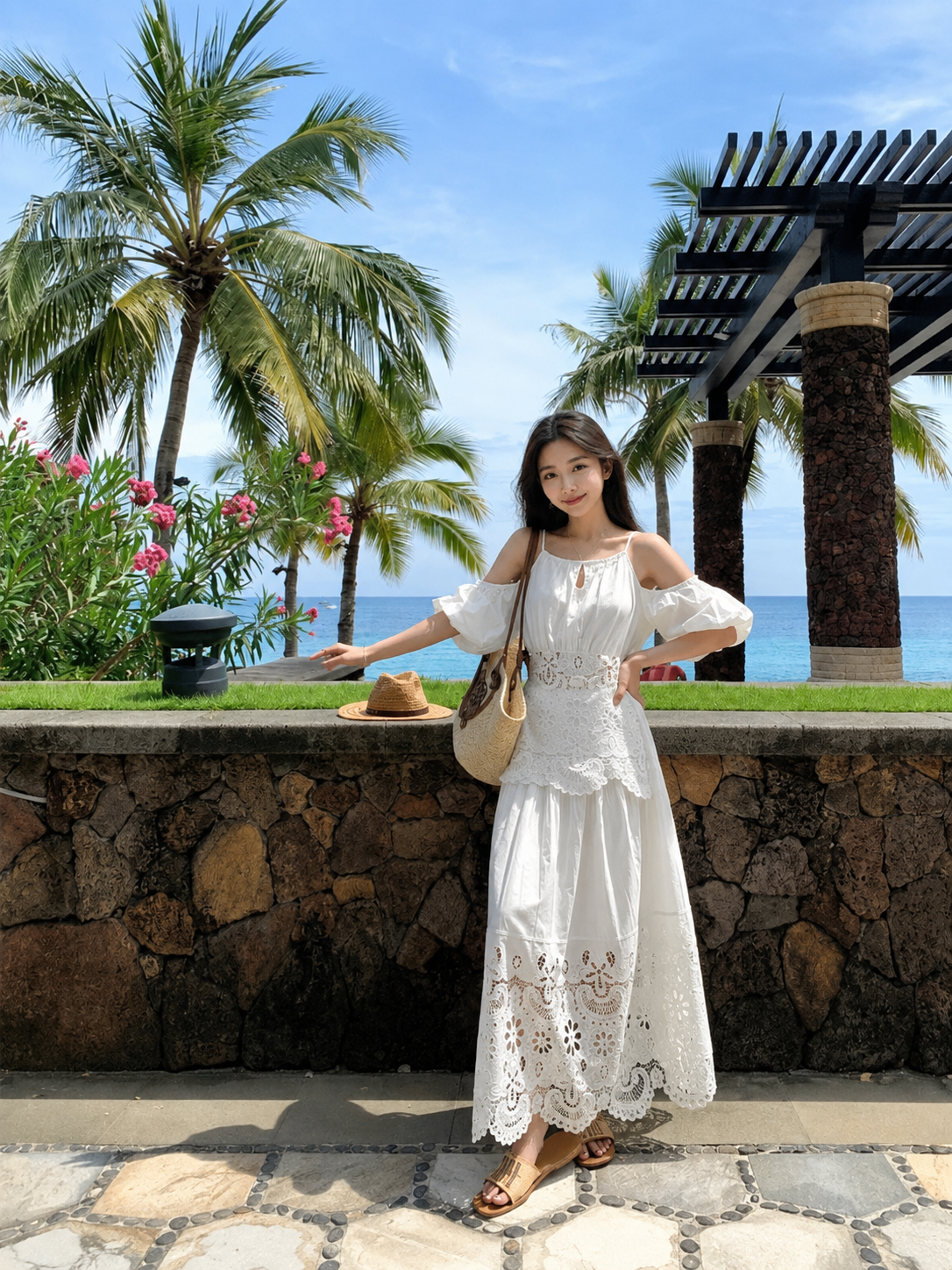 Floral embroidered maxi skirt