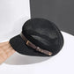 Black knit newsboy hat
