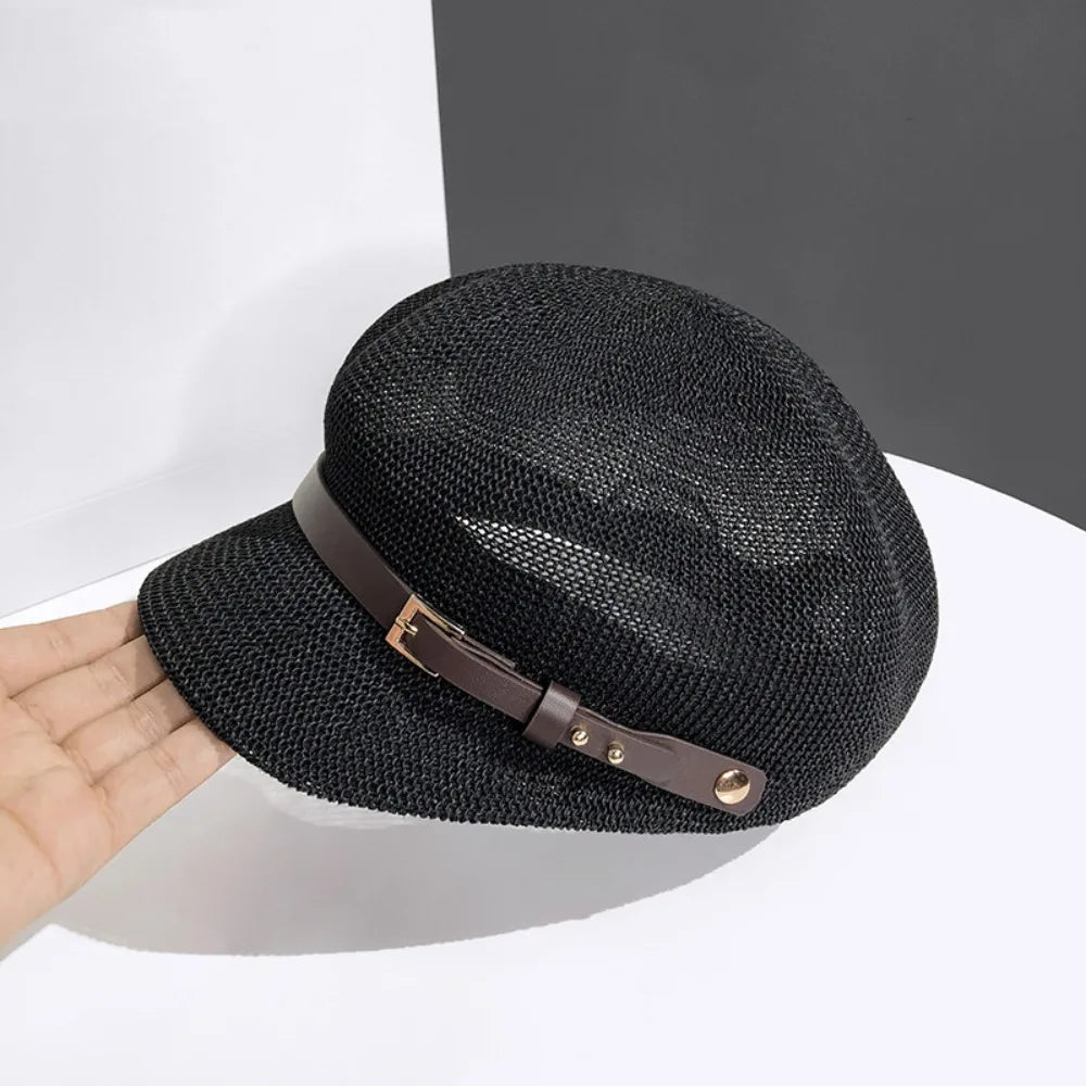Black knit newsboy hat