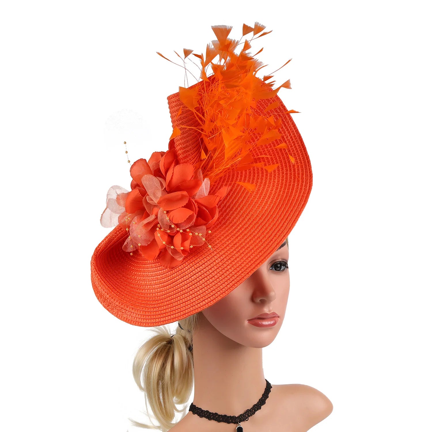 Floral feather hat