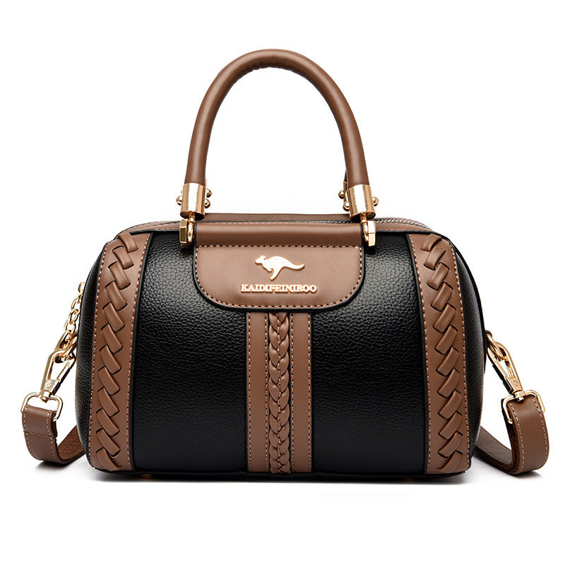 Black brown satchel handbag