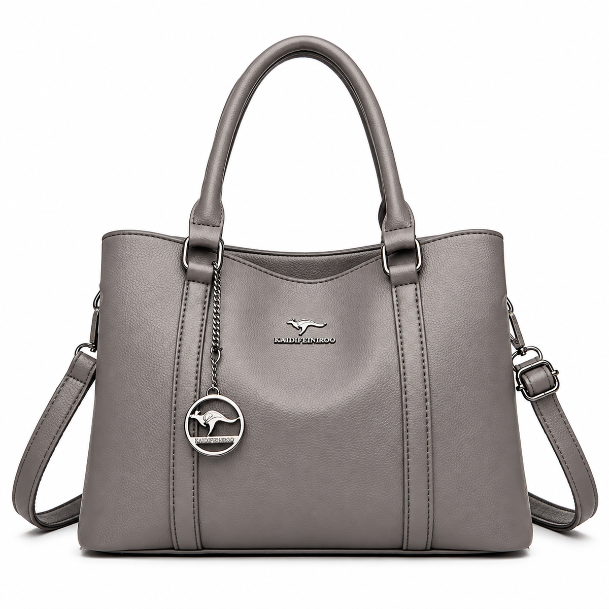 Silver charm tote handbag