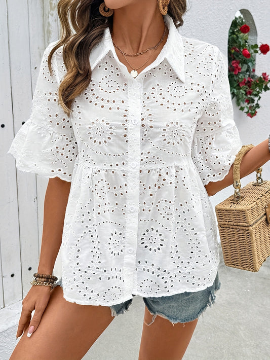 White eyelet blouse n