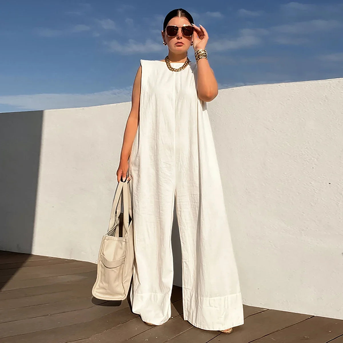 Oversized wide leg jumpsuit