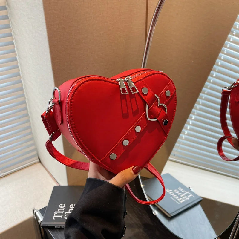 Red heart shaped shoulder bag