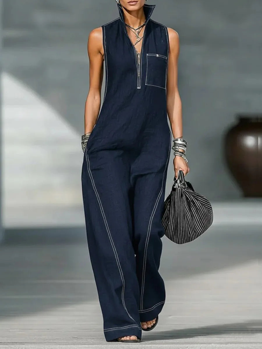 Sleeveless Zip Front Jumpsuit