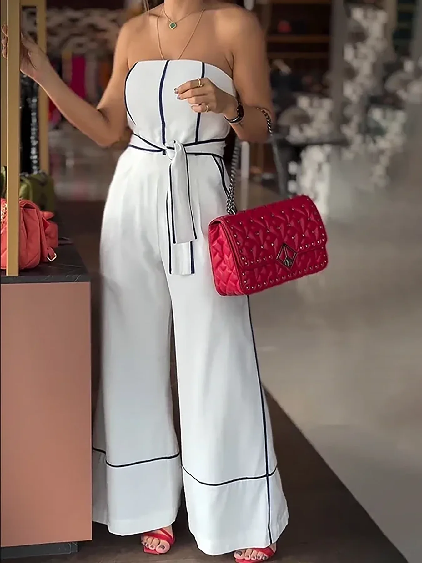 White jumpsuit with pockets