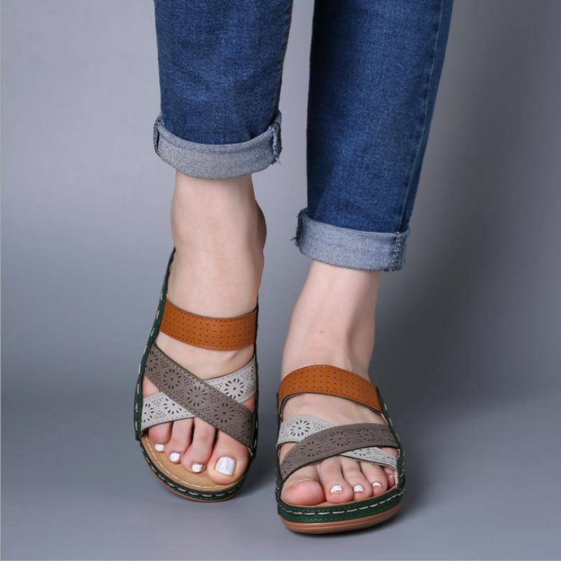 Brown wedge footwear