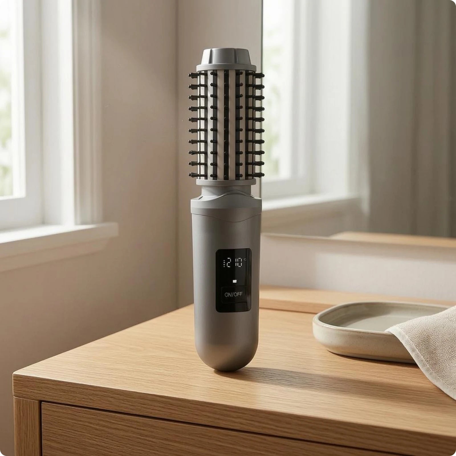 Cordless brush for shaping hair