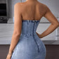Strapless denim corset romper