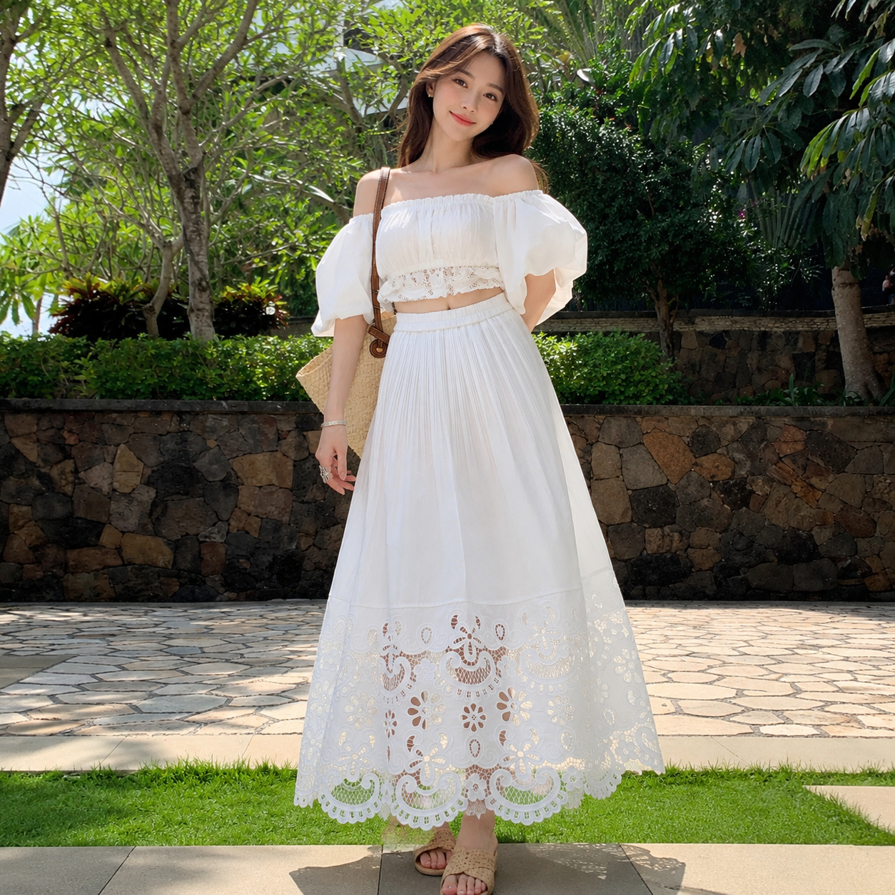 High waist lace skirt