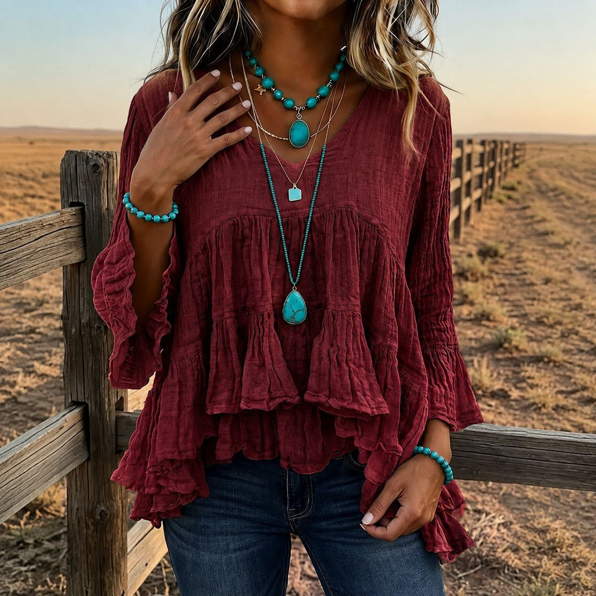 Split sleeve boho blouse