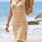 Beige crochet tassel beach cover up