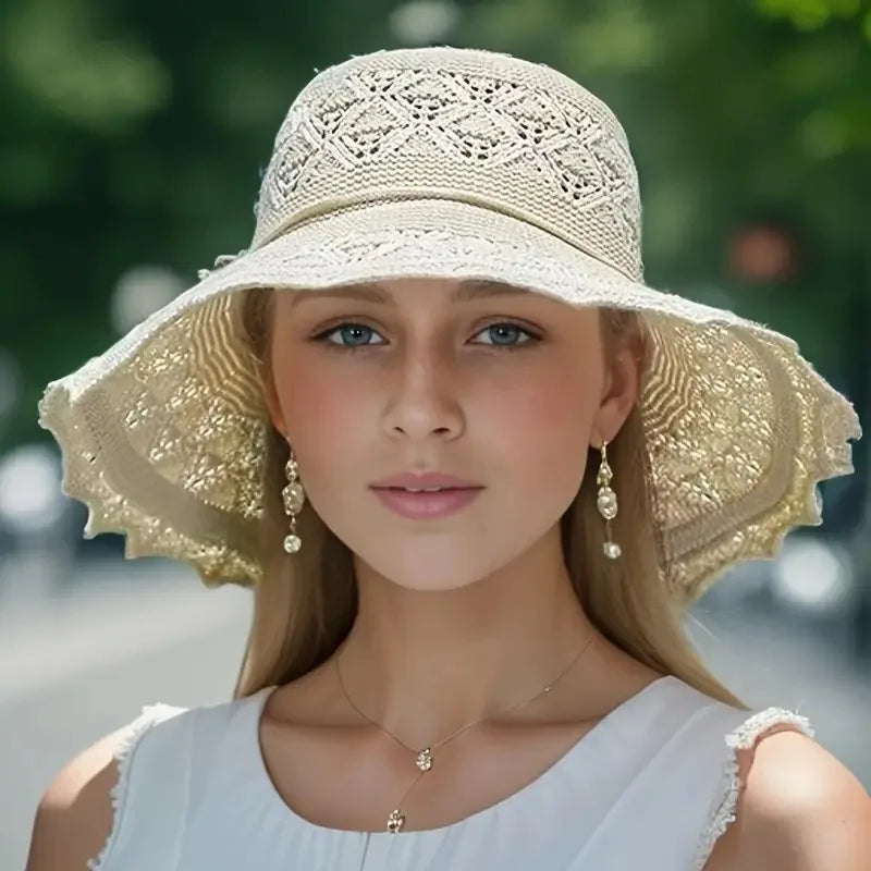 Floppy brim straw hat