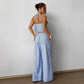 Striped Tie Front Pants Set