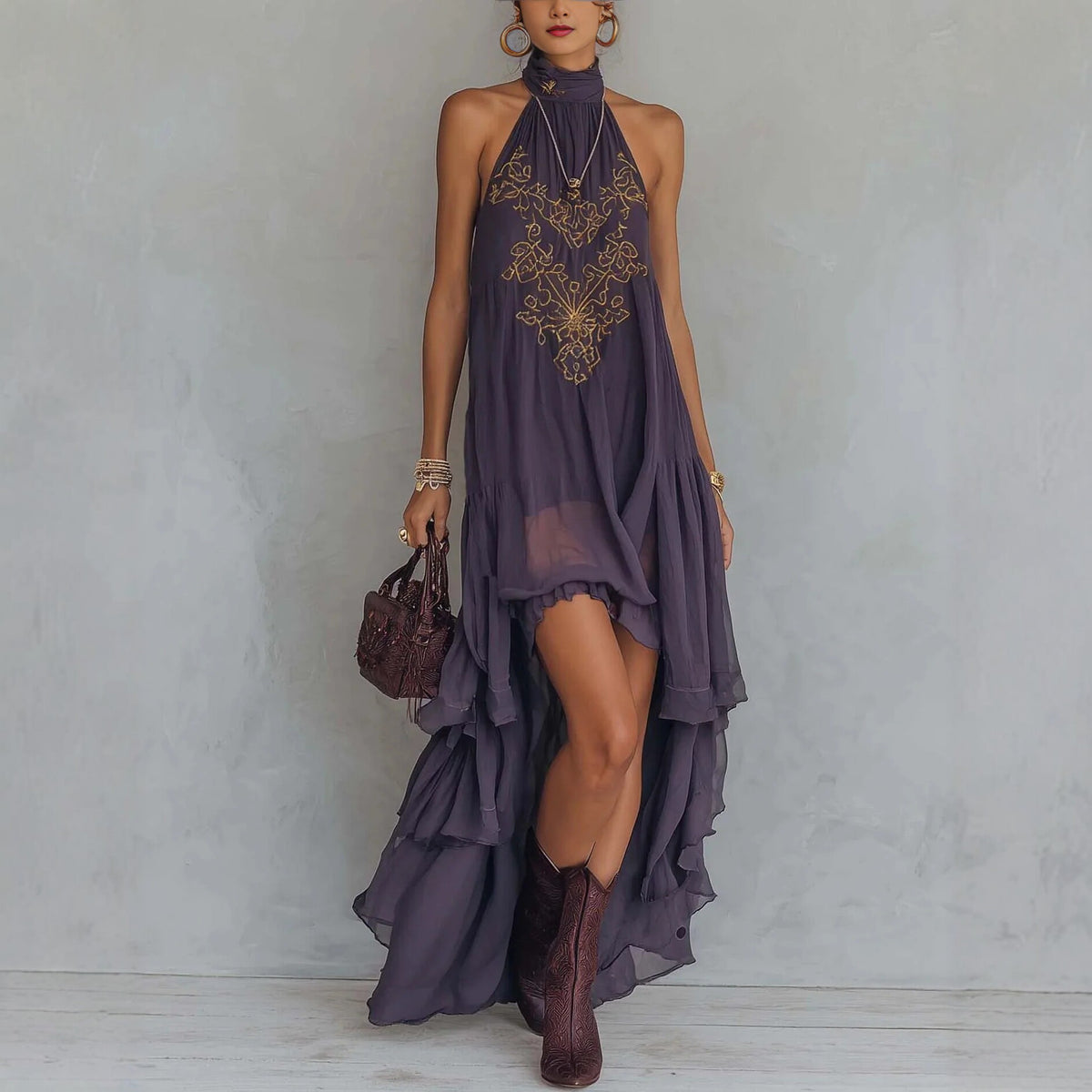 Boho high low maxi dress