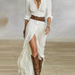 Draped button front dress