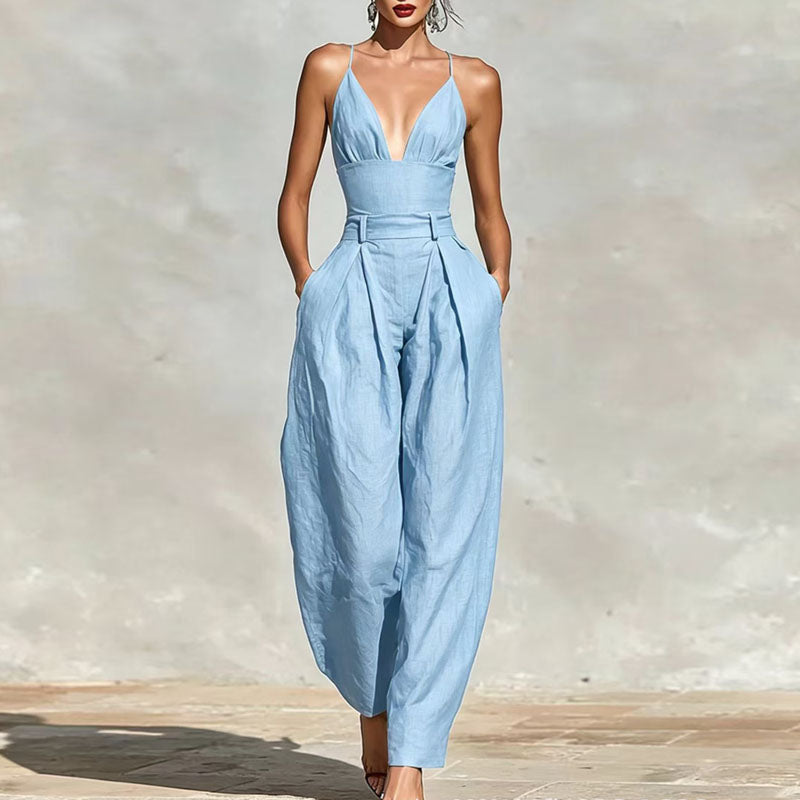 Light blue harem jumpsuit