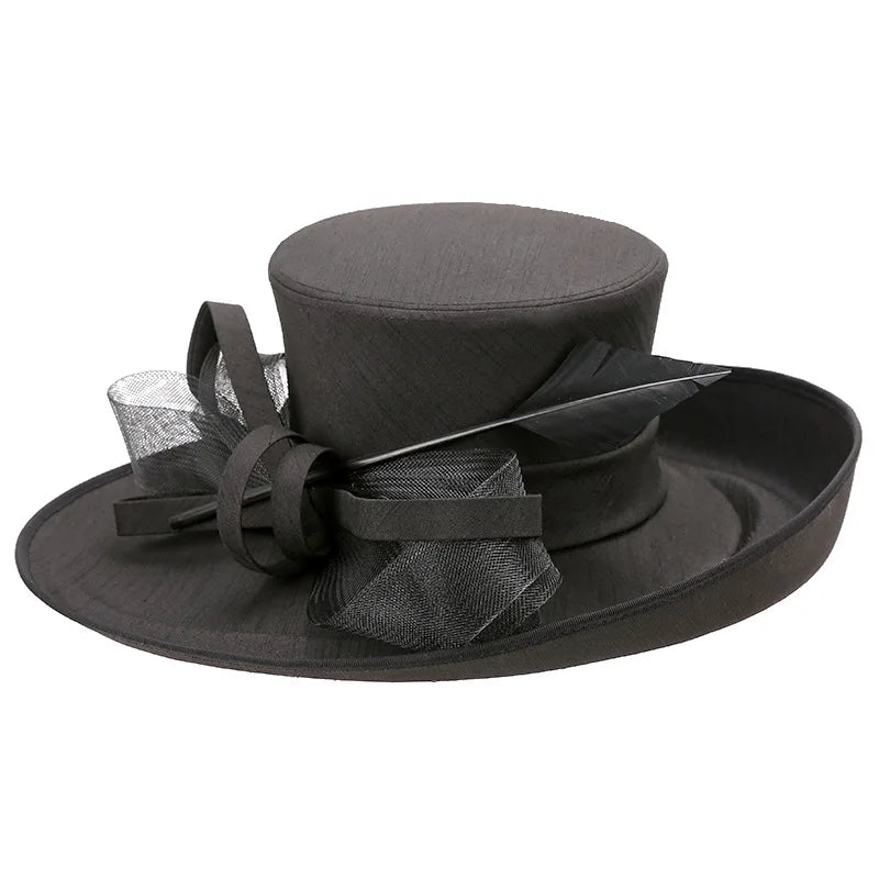 Feather bow church hat