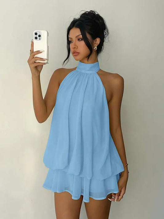 High neck mini dress